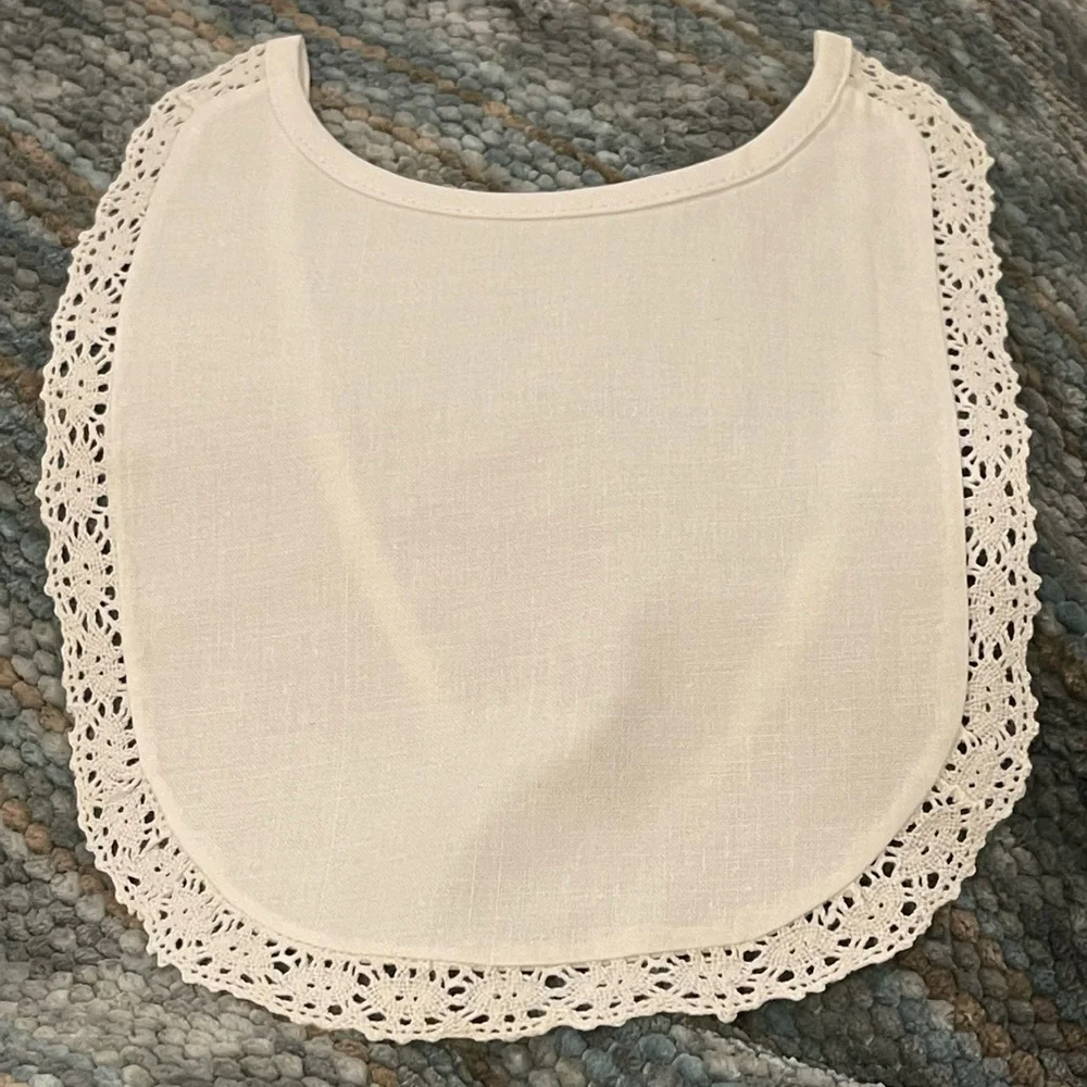 Linen Dedication, Christening, Baptismal Bib. Girls - Boys Newborn Fluer de Lis - Picture 5 of 6